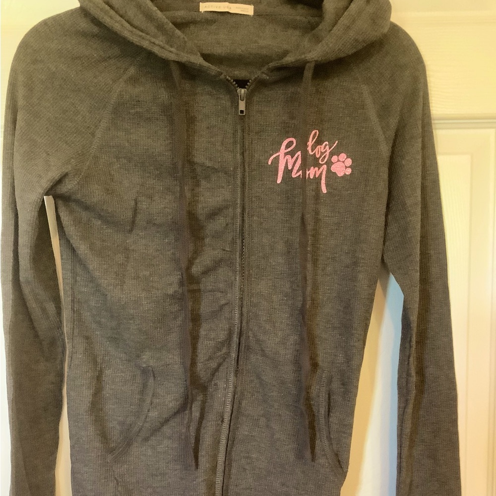 NWOT Dog Mom Zip Up Waffle Hoodie